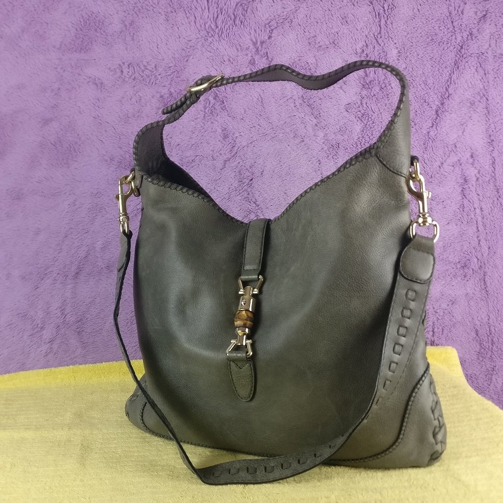 GUCCI XL Jackie 2way Hobo Shoulder bag Crossbody bag Large in muted Olive